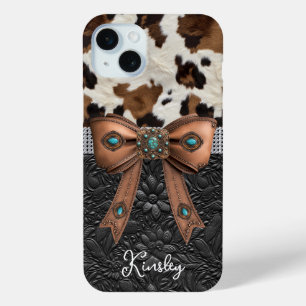 Coque Case-Mate iPhone Cuir de vache noir orné d'un nœud