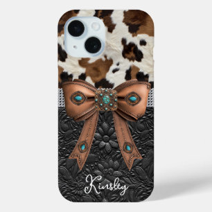 Coque Case-Mate iPhone Cuir de vache noir orné d'un nœud papillon