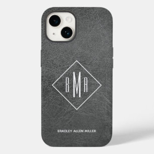 Coque Case-Mate iPhone Cuir gris monogramme