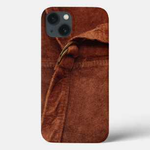Etui iPhone 13 Cuir Marron Avec Sangle Et Boucle