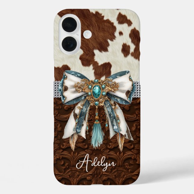 Coques Case-Mate iPhone Cuir Marron Cuir de Vache Orné d'un Nœud (Verso)