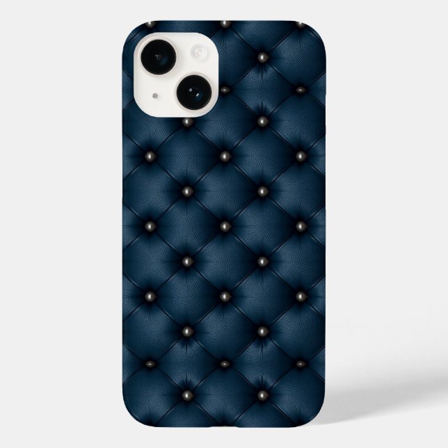 Coques Case-Mate iPhone Cuir Navy à boutons Luxe Élégant Style de Texture  (Verso)