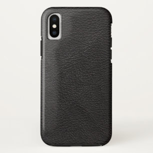 Coque iPhone X Cuir noir texturé