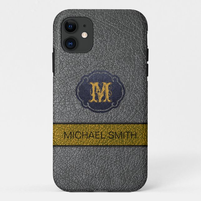 Coques Case-Mate iPhone Cuir or et gris (Dos)