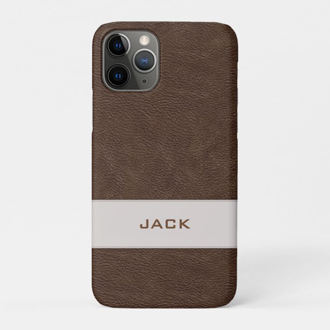 Coques Case-Mate iPhone Cuir personnalisé de Brown de Faux (Dos)