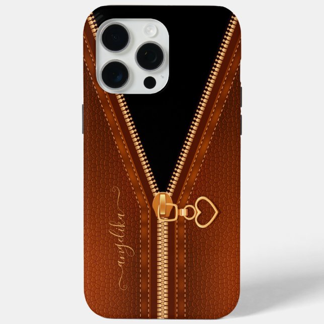 Coques Case-Mate iPhone Cuir Simulé Zip à Coeur (Verso)