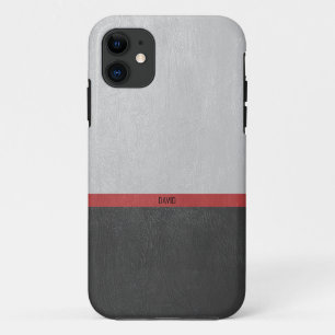 Case-Mate iPhone Case Cuir vintage gris, rouge et noir