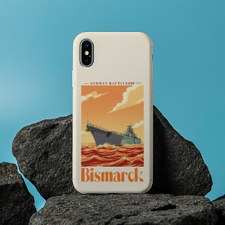 Coque Pour iPhone 16 Cuirassé allemand Bismarck - Affiche Navale Vintag
