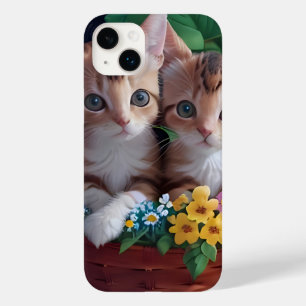 Coque Case-Mate iPhone Cuisinement Cute Kittens dans un panier à fleurs