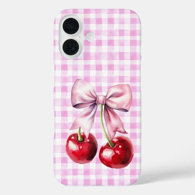 Coques Case-Mate iPhone Cuite Cerise Coquette Bow Rose En vichy (Verso)