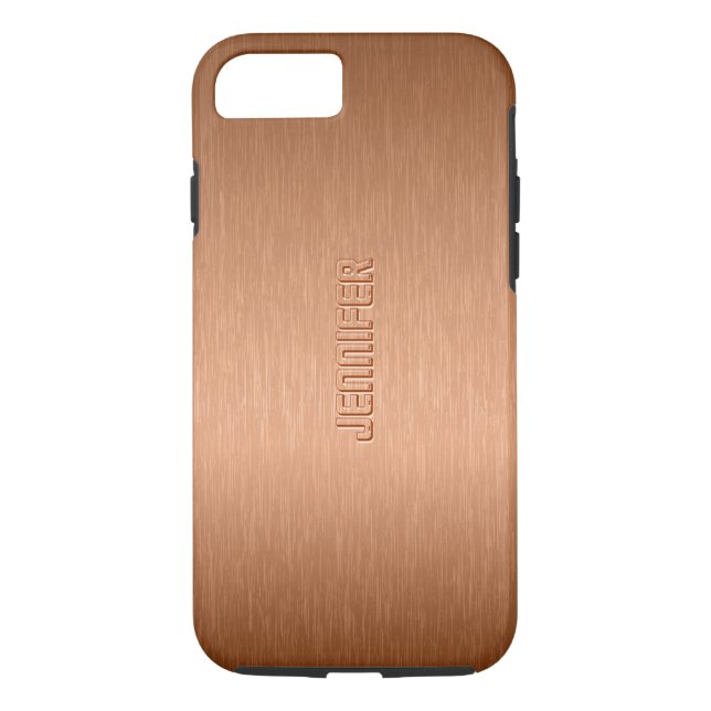 Coques Case-Mate iPhone Cuivre Brown Métallique Brossé Aluminium Look (Dos)
