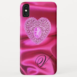 COQUE Case-Mate iPhone CUPID LACE COEUR SOIE ROSE FUCHSIA CLOS MONOGRAMME