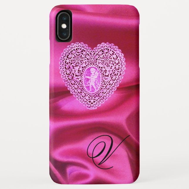 COQUES Case-Mate iPhone CUPID LACE COEUR SOIE ROSE FUCHSIA CLOS MONOGRAMME (Dos)