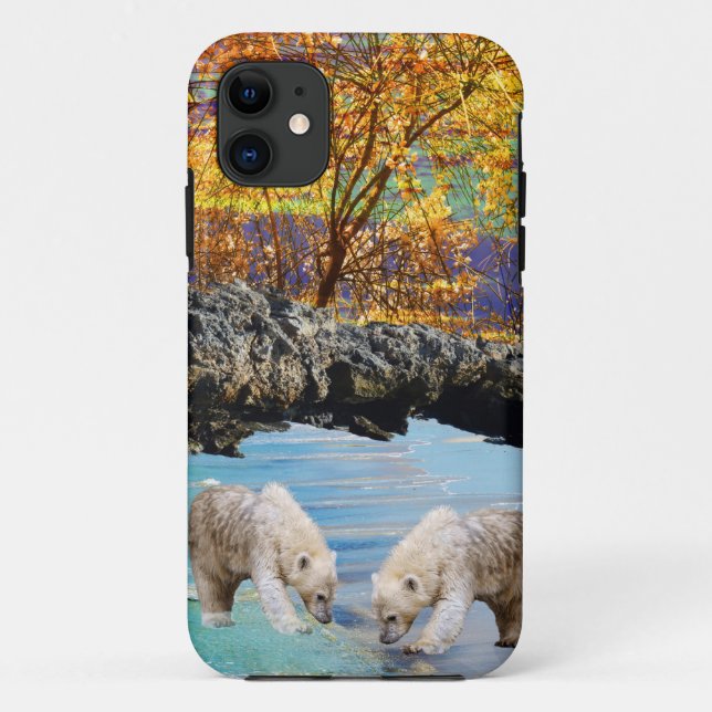 Coques Case-Mate iPhone Curieux jeunes ours polaires, (Dos)