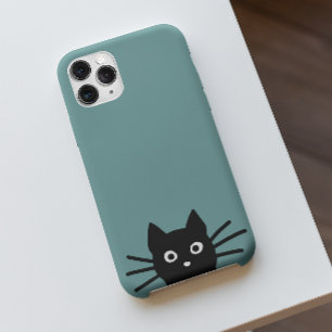 Coque Pour iPhone 15 Curieux Peeking Chat Kitty Noir   Funny Feline