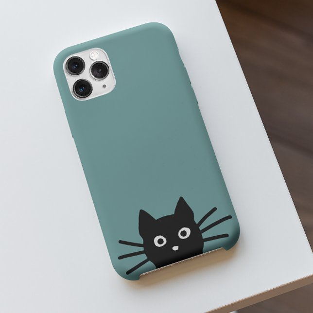 Coques Case-Mate iPhone Curieux Peeking Chat Kitty Noir | Funny Feline (Créateur téléchargé)