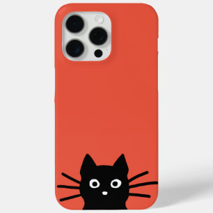 Coque iPhone 15 Pro Max Curieux Peeking Chat noir drôle Amoureux des chats