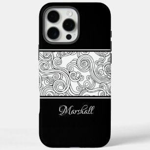 Coque iPhone 16 Pro Max Curles Design noir et blanc
