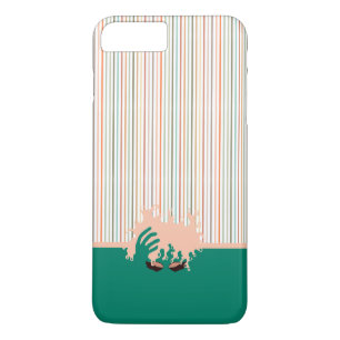 Coque iPhone 7 Plus Curly naturel, Turquoise oeil ombre et bande rose