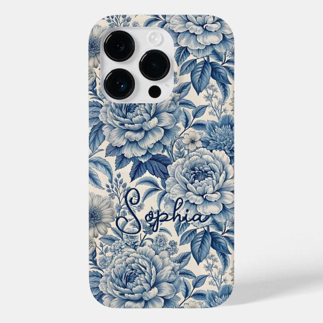 Coques Case-Mate iPhone Custom Elegant Boho Chic Blue Blossom (Verso)