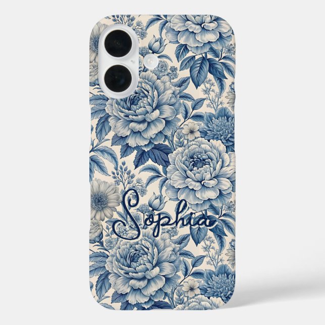 Coques Case-Mate iPhone Custom Elegant Boho Chic Blue Blossom (Verso)