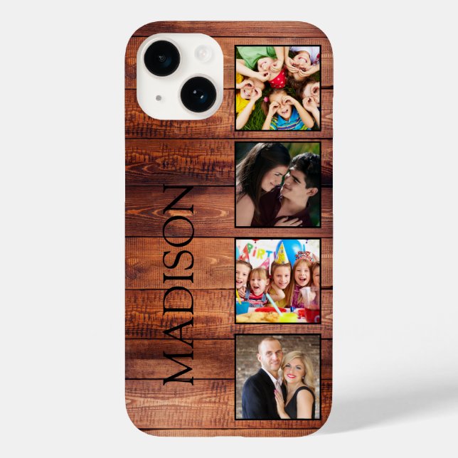 Coques Case-Mate iPhone Custom Family Photo Collage Reclaimed Wood (Verso)