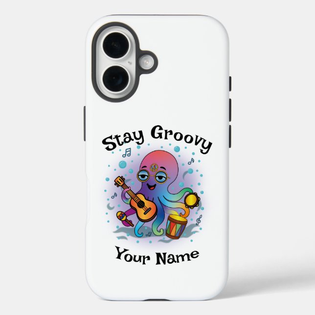 Coques Case-Mate iPhone Custom iPhone Case | Retro Octopus | Name & Text (Verso)