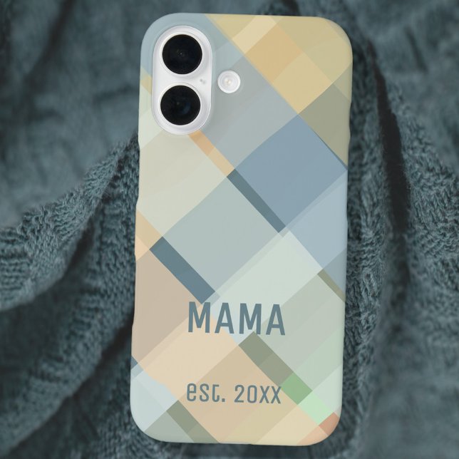 Coques Case-Mate iPhone Custom Mama Established Year Pastel Check Plaid (Créateur téléchargé)