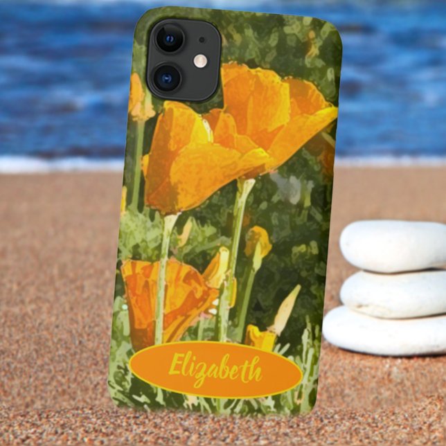 Coques Case-Mate iPhone Custom Name California Poppy Flower Texture (Créateur téléchargé)