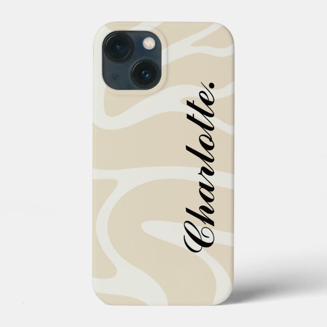Coques Case-Mate iPhone Custom Name on Beige Cream Simple Organic Pattern (Verso)