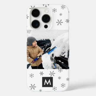 Coque iPhone 16 Pro Custom Photo Christmas Snowflakes Monogram