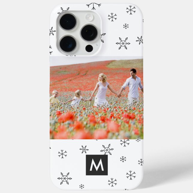Coques Case-Mate iPhone Custom Photo Christmas Snowflakes Monogram (Verso)