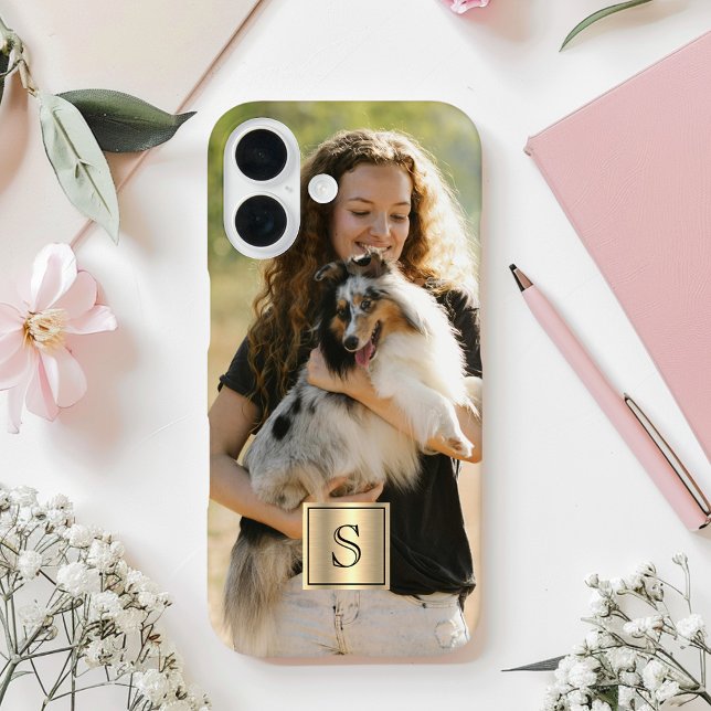 Coques Case-Mate iPhone Custom Photo Gold Frame and Black Monogram (Créateur téléchargé)