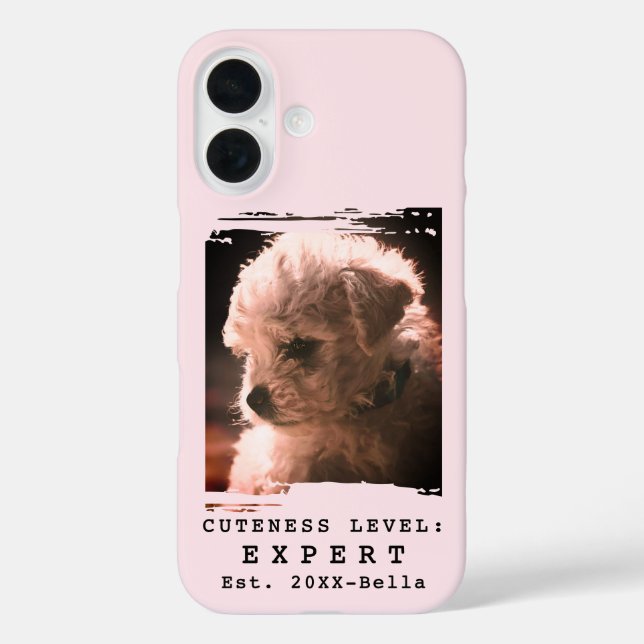 Coques Case-Mate iPhone Custom Photo Name Year Funny Cute Dog Phrase Pink (Verso)