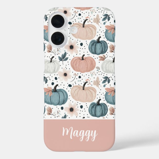 Coques Case-Mate iPhone Custom Pumpkin and Flowers Fall Pattern  (Verso)