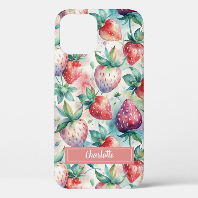 Coques Case-Mate iPhone Custom Watercolor Fresh Strawberries (Verso)