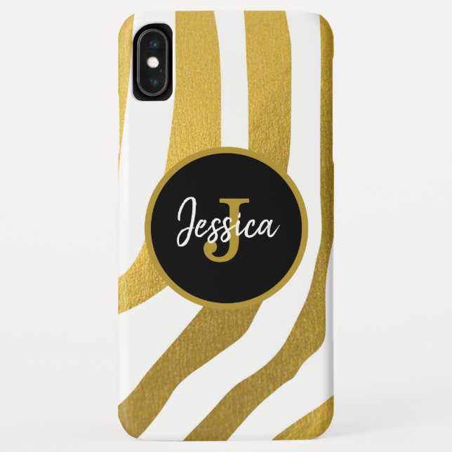 Coques Case-Mate iPhone Customisé Faux Gold Zebra Print Stripes Motif (Dos)
