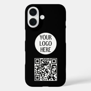 Coque Pour iPhone 16 Customisez votre logo de société de code QR noir b