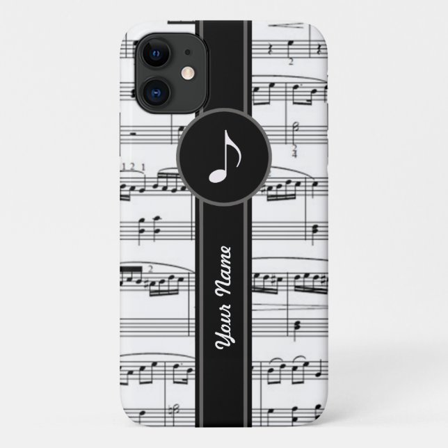 Coques Case-Mate iPhone customizable b&w music notes (Dos)