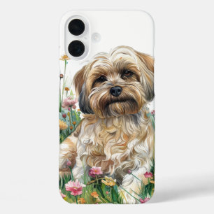 COQUE POUR iPhone 16 PLUS CUT TAN SHAGGY CHIEN EN FLEUR SAUVAGE