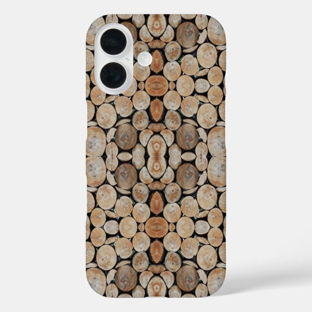 Coques Case-Mate iPhone Cut Tree Branch Logs Stacked Pattern Photograph (Verso)