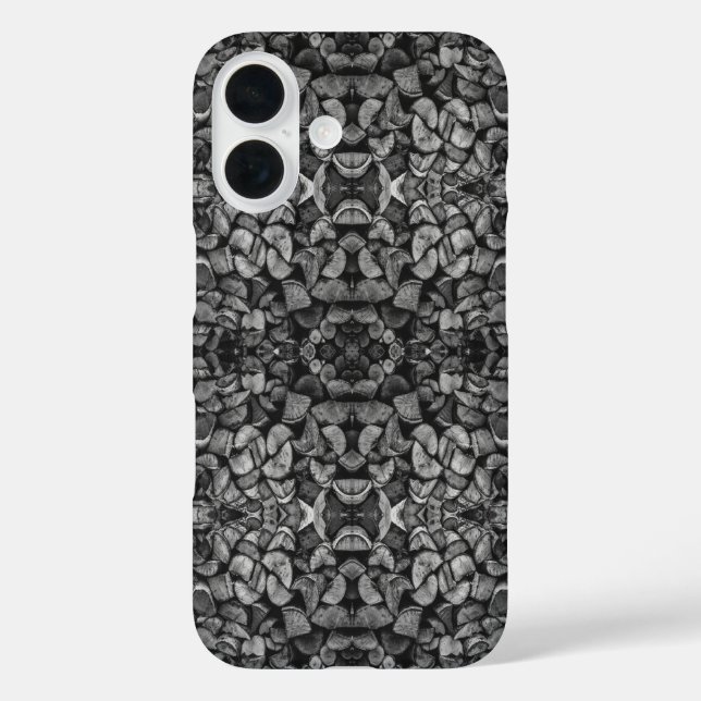 Coques Case-Mate iPhone Cut Tree Logs Stacked Together Black & White Photo (Verso)