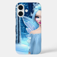 Cute 3d bleu clair Fée d'hiver dans la forêt