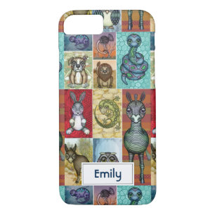 Coque iPhone 8/7 Cute Animal Collage Folk Art Design Personnalisé