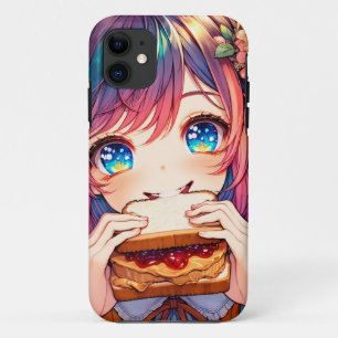 Case-Mate iPhone Case Cute Anime Girl mangeant un beurre d'arachide et g