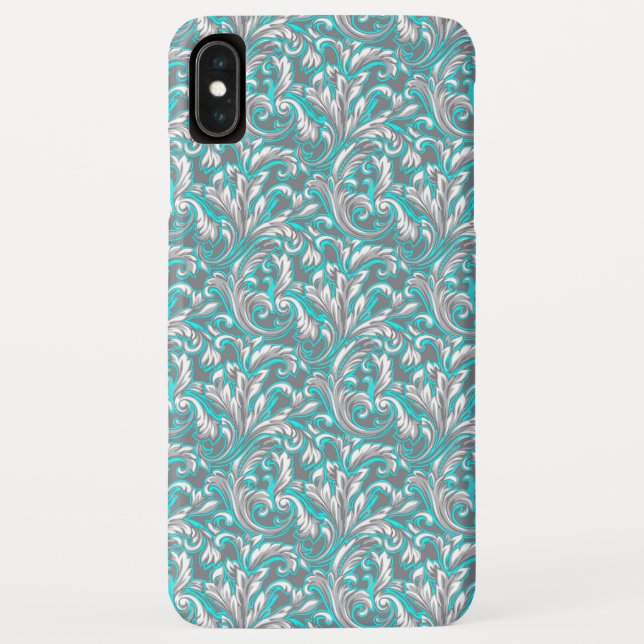 Coques Case-Mate iPhone Cute aqua gris transparent motif floral (Dos)