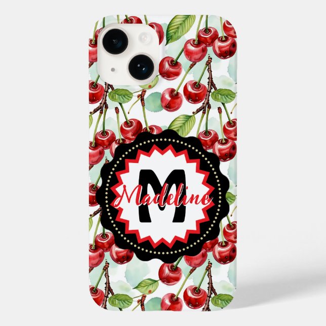 Coques Case-Mate iPhone Cute Aquarelle Cerisier Motif personnalisé (Verso)