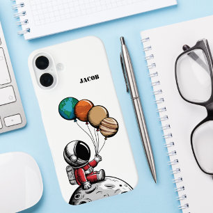 Coque Pour iPhone 16 Plus Cute astronaute Whimsical tient la planète, Espace