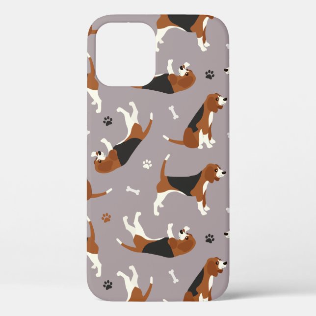 Coques Case-Mate iPhone Cute Beagles Paws and Bones Gray (Verso)