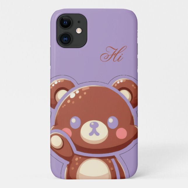Coques Case-Mate iPhone Cute Bear iPhone Case – Purple Teddy Bear Cover (Dos)